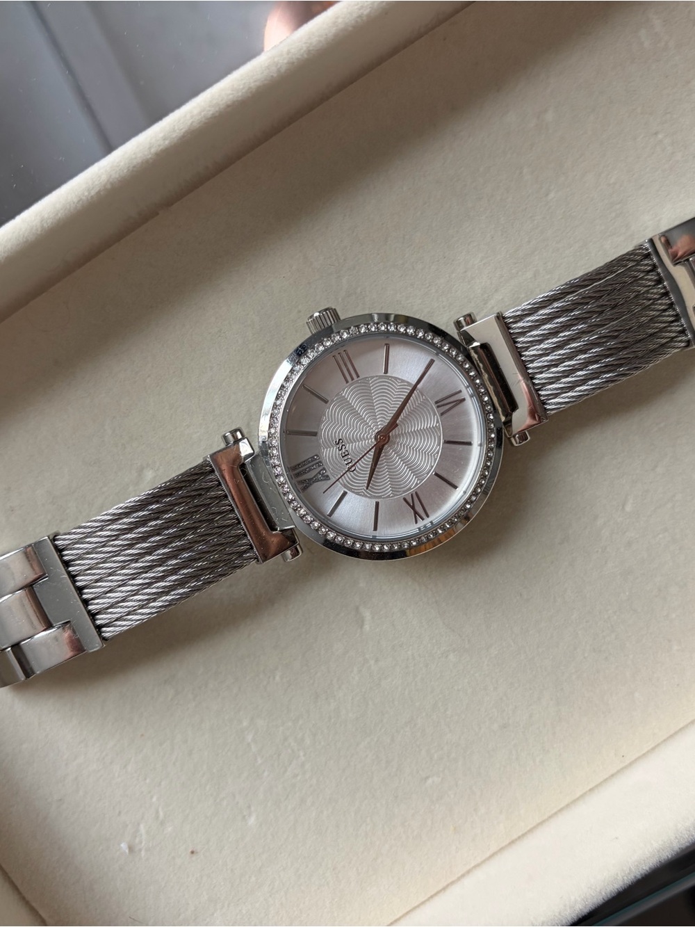 Silver Women's Bracelet Watch with Crystal Accents